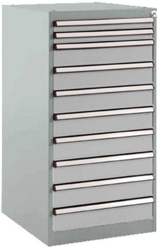 Manuflex BASETEC Stationärer Schubfachschrank SP1118.9006 in Alusilber mit 10 abschließbaren Schubfächern - Bild 1
