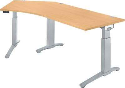 Schäfer Shop Genius ERGOSTYLE S Eckschreibtisch elektrisch höhenverstellbar, Buche/Weißaluminium, B: 216,5 cm, T: 80 cm, H: 71,5-118,2 cm - Bild 1