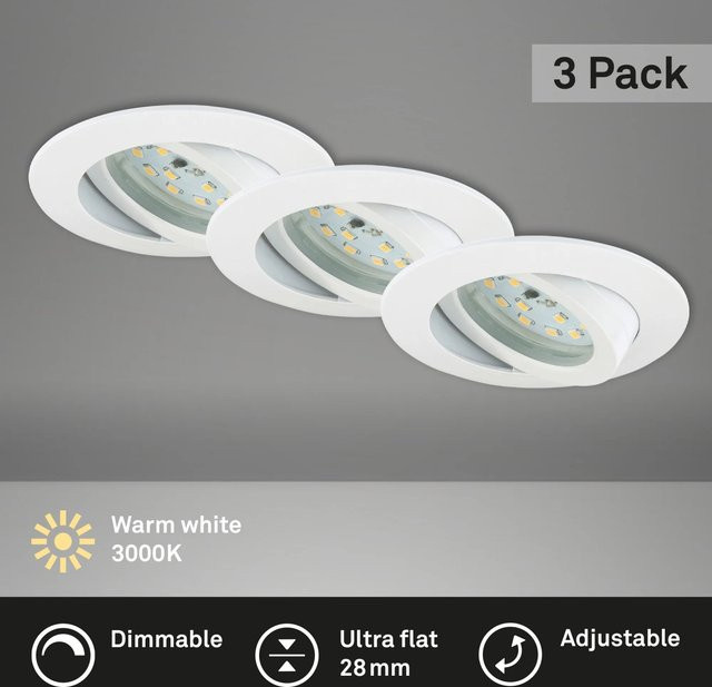 Briloner LED Einbauleuchten Attach 3er-Set in Weiß, dimmbar und schwenkbar, warmweiß - Bild 1