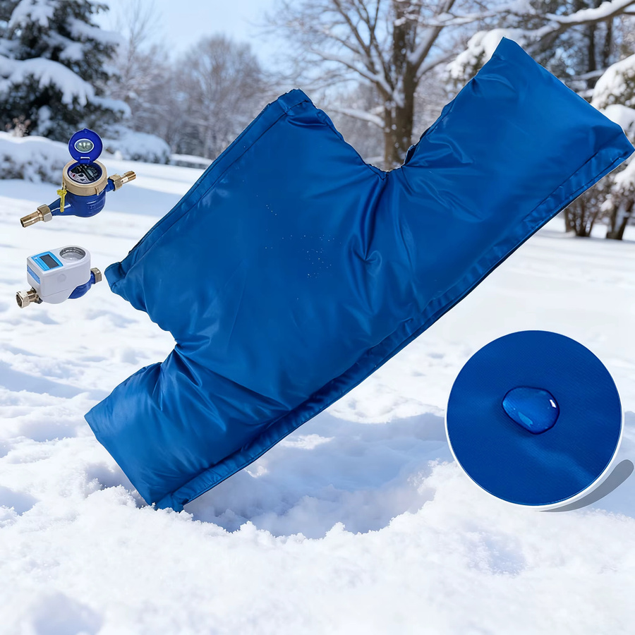 Robuste doppelseitige Winterwasserzählerabdeckung aus blauem Polyester mit isoliertem Rohrschutz und abnehmbarem Design - Bild 5