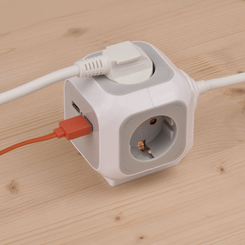 Brennenstuhl ALEA-Power Steckdosenwürfel 4-fach mit 2 x USB, Weiß/Grau - Bild 3