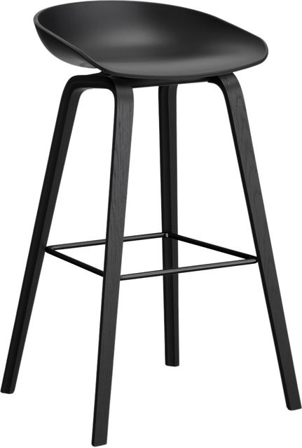 HAY About A Stool AAS 32 Hocker in Schwarz mit Eichenholz oder Walnussholz und Polypropylen - Bild 1