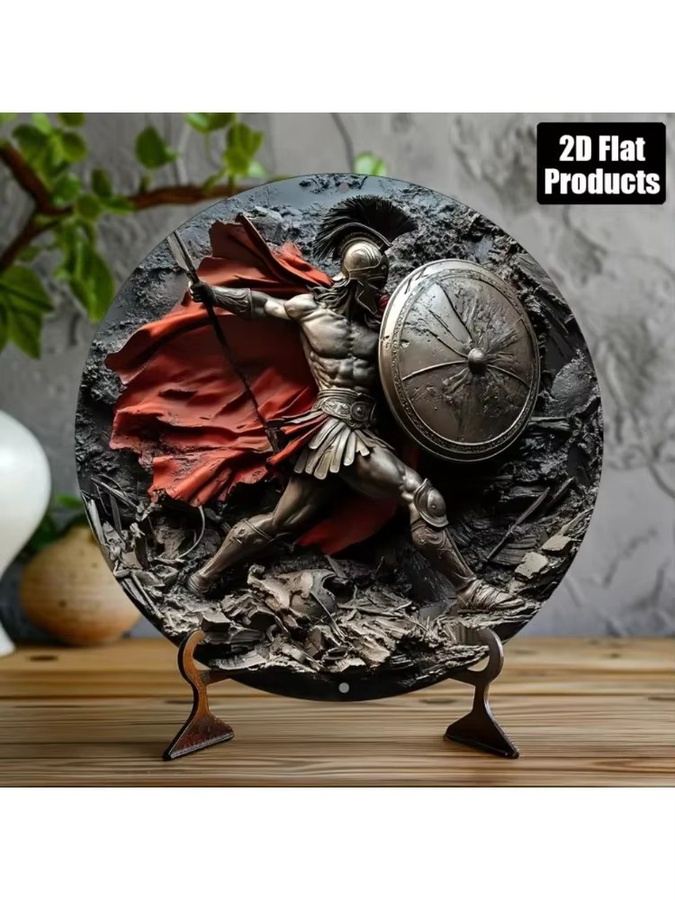 HELLOYOUNG Spartan-Krieger Deko mit 2D-Druck, Rundes Tischdekor in Mehrfarbig, Durchmesser: 20 cm - Bild 3