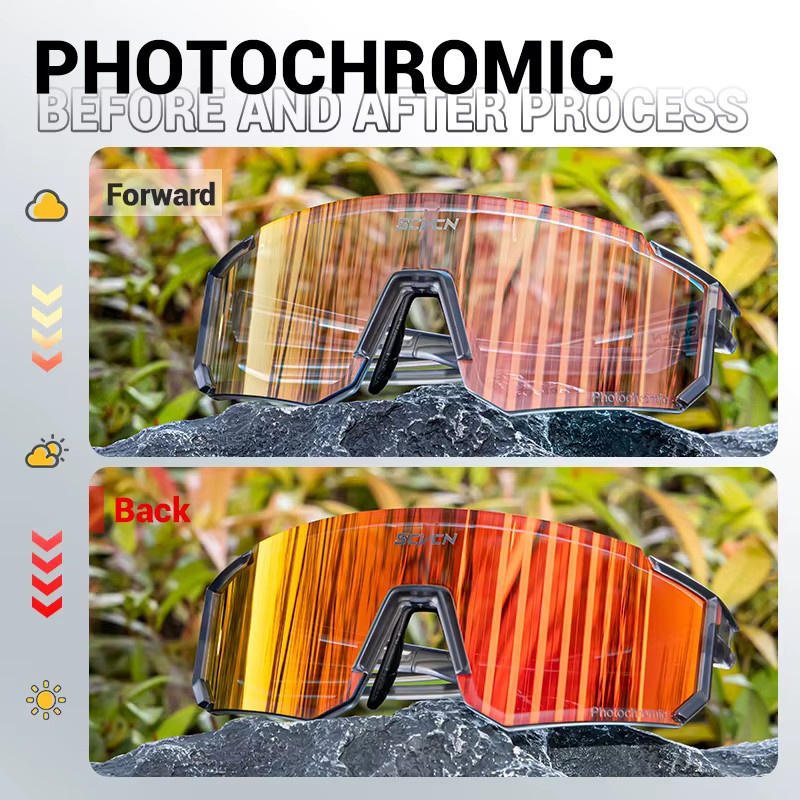 SCVCN Photochrome Sportsonnenbrille, Vollrand, Unisex, Kunststoff - Bild 2