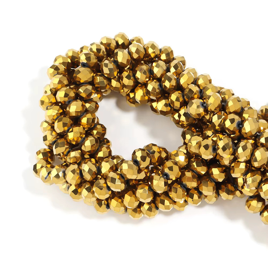 Glasperlen Rondelle, goldene Kristallperlen, facettiert, Unisex - Bild 3