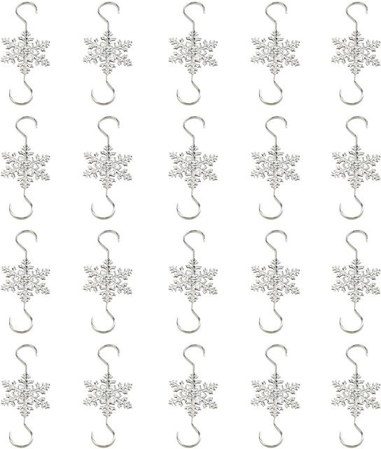 GoolRC 20 Stück Metall Schneeflocken S-Haken für Weihnachtsbaum Dekoration in Weiß und Silber - Bild 1