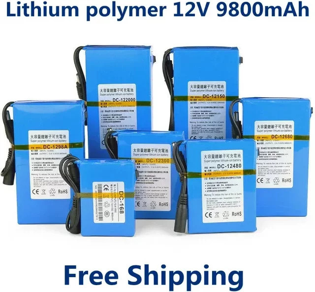 Aleaivy Li-Polymer-Akku 12V 9800mAh in Blau mit 12,6V Ladegerät für CCTV-Kameras, Audio-Verstärker und tragbare Geräte - Bild 1