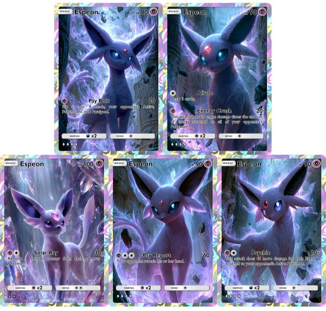 Keeppley Pokémon-Karten Espeon und Mewtwo, Sammelkarten, Holografische Seltene Glänzende Karten - Bild 1