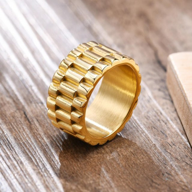 Vnox Ring, Edelstahl, Gold, Herren - Bild 1