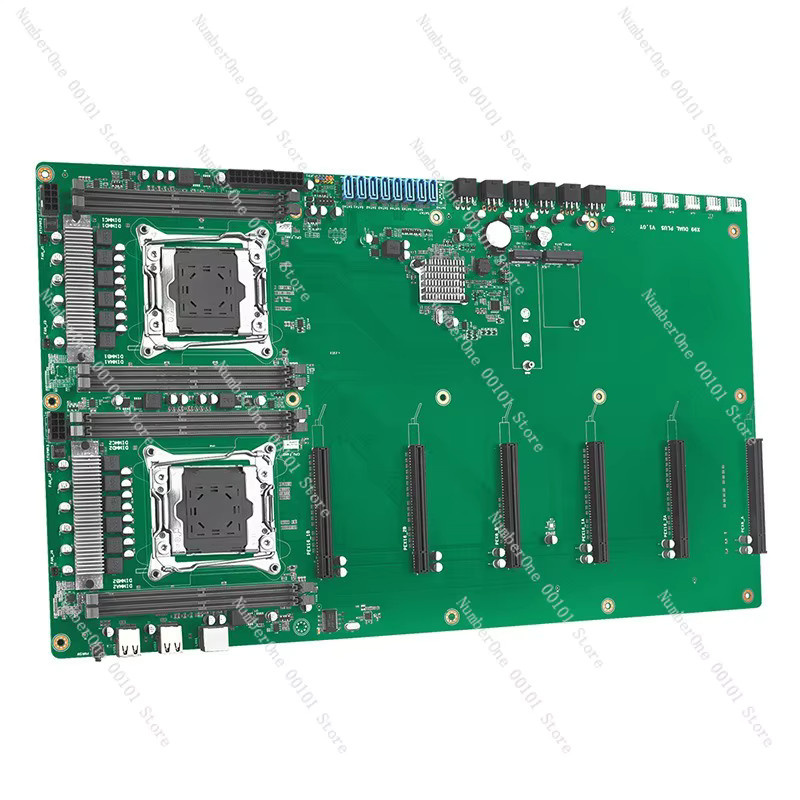 X99 Dual-Socket PLUS Motherboard mit LGA2011-3 Sockel, DDR4 Speicher und 6 PCIe Grafikkartensteckplätzen in Grün - Bild 2