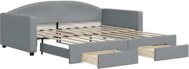 vidaXL Ausziehbares Tagesbett mit Schubladen in Hellgrau, Polsterbett mit Schaumstofffüllung, B/T/H: 110 x 200 x 75 cm - Bild 1