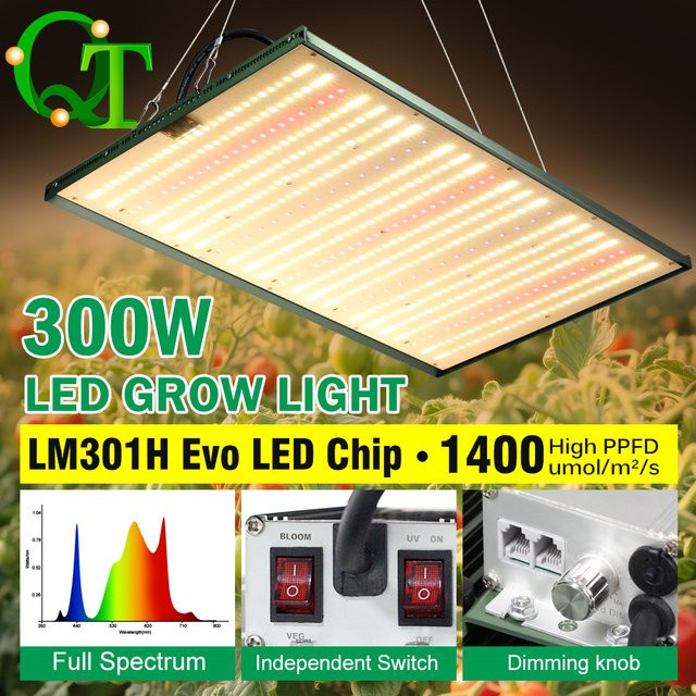 GRAXGROW 300 W LED-Wachstumslampe mit Vollspektrum-Beleuchtung und Dimmknopf aus Aluminium für Blumen und Gemüse - Bild 1