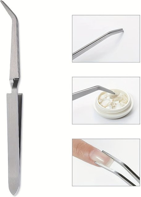 YIKOOLIN Nagelwerkzeug, Edelstahl Pinzette für Nail Art Dekoration - Bild 1
