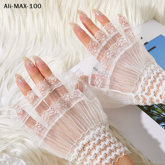 AyS Nagel-Fotohandschuhe mit Spitzenmanschetten, 1 Paar - Bild 1