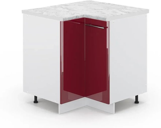 Vicco Eckunterschrank Fame-Line Bordeaux Hochglanz Weiß B: 80,5 cm, T: 60,0 cm, H: 82,0 cm - Bild 1