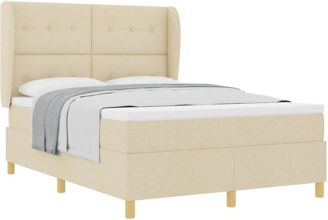 vidaXL Boxspringbett mit Matratze in Grau und Beige aus Stoff, B/T/H: 140 x 190 x 34 cm - Bild 1
