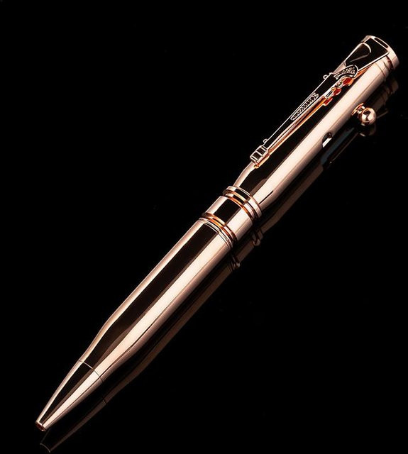 Edler Rollerball Kugelschreiber aus Metall in Schwarz mit Gold und Iridescent-Effekt - Bild 1