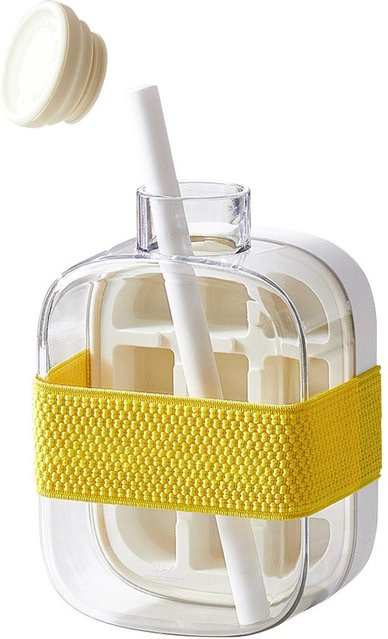 Binchi Outdoor Equipment 2-in-1 Eiswürfel-Flasche mit Strohhalm und Tragegurt, transparent - Bild 1