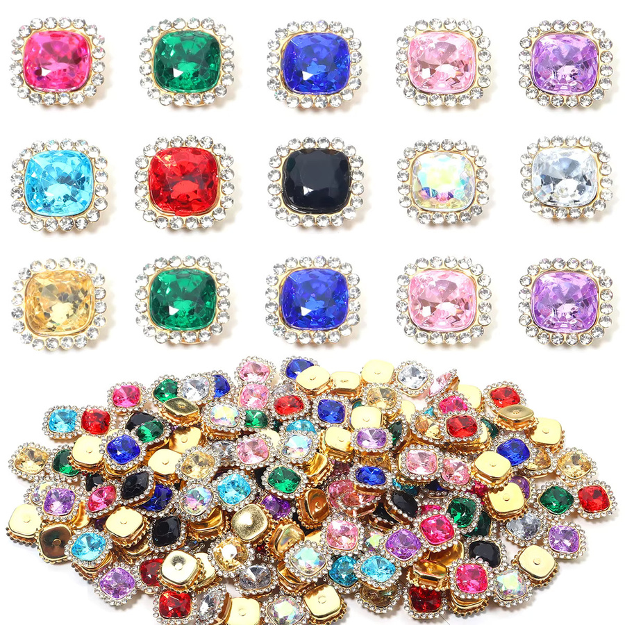 20 Stück Quadrat Nähen Strass Kristalle in Multicolour und Purple für DIY Handwerk und Kleidung Dekoration - Bild 2