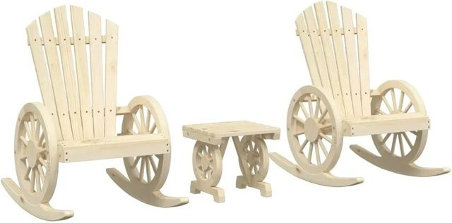 vidaXL 3-teiliges Garten-Lounge-Set aus Massivholz Tanne in Braun und Beige im Adirondack-Stil - Bild 1