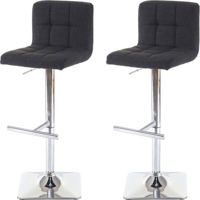 PROREGAL 2er-Set Barhocker gepolstert mit Lehne, höhenverstellbar und drehbar, Dunkelgrau, Stoff/Textil mit Chromfuß - Bild 1