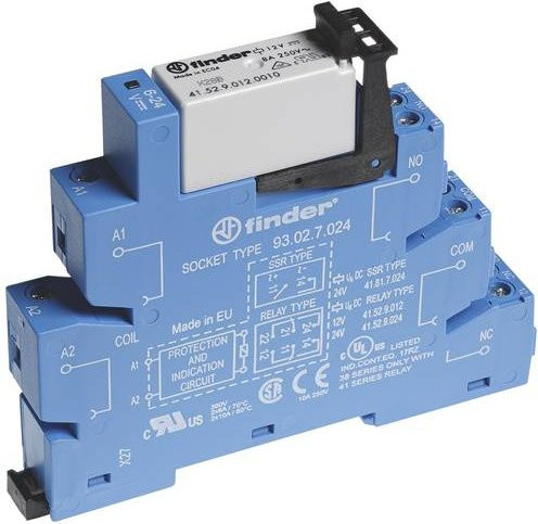 Finder Koppelrelais 38.52.0.024.0060 24V DC/AC 8A 2 Wechsler Blau - Bild 1