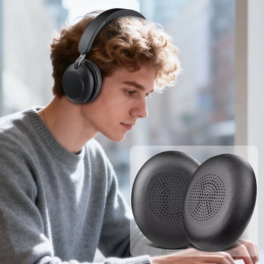 Jabra Ersatz-Ohrpolster aus PU-Leder und weichem Schaumstoff für Elite 45h und Evolve2 65 Kopfhörer in Schwarz und Gold - Bild 3