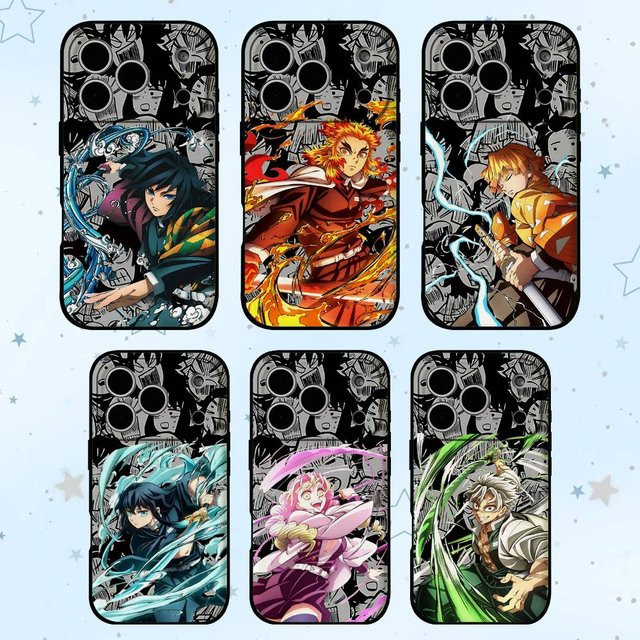 Anime D-Demon Slayers Handyhülle in Schwarz passend für iPhone 17, 16, 15, 14, 13, 11 Pro Max, Plus, X, XR, XS Max und 13 Mini - Bild 1