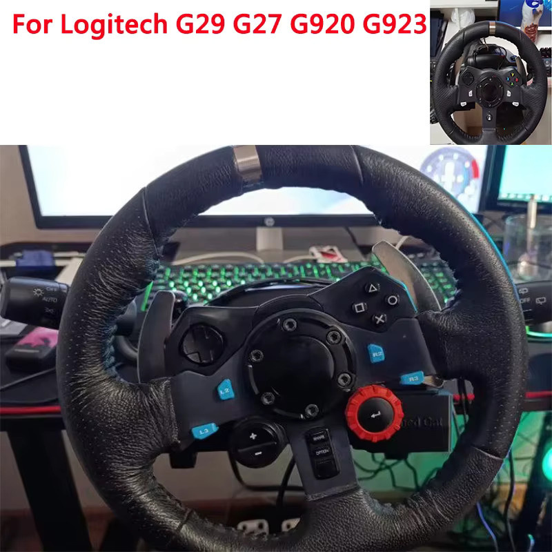 Rennsimulator-Lenkrad Zubehör mit Blinker, Scheinwerfer, Wischerschalter, Tempomat und Zündschalter für Logitech G29, G27, G920 und G923 in Schwarz für PlayStation, Xbox und PC - Bild 3