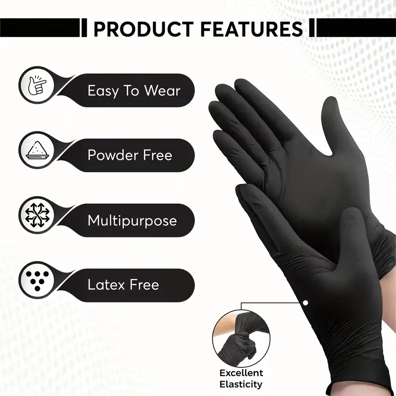 INMAICH Einweg Nitril-Handschuhe Schwarz, latexfrei und strukturiert, 4 Mil Stärke, 20–100 Stück - Bild 2