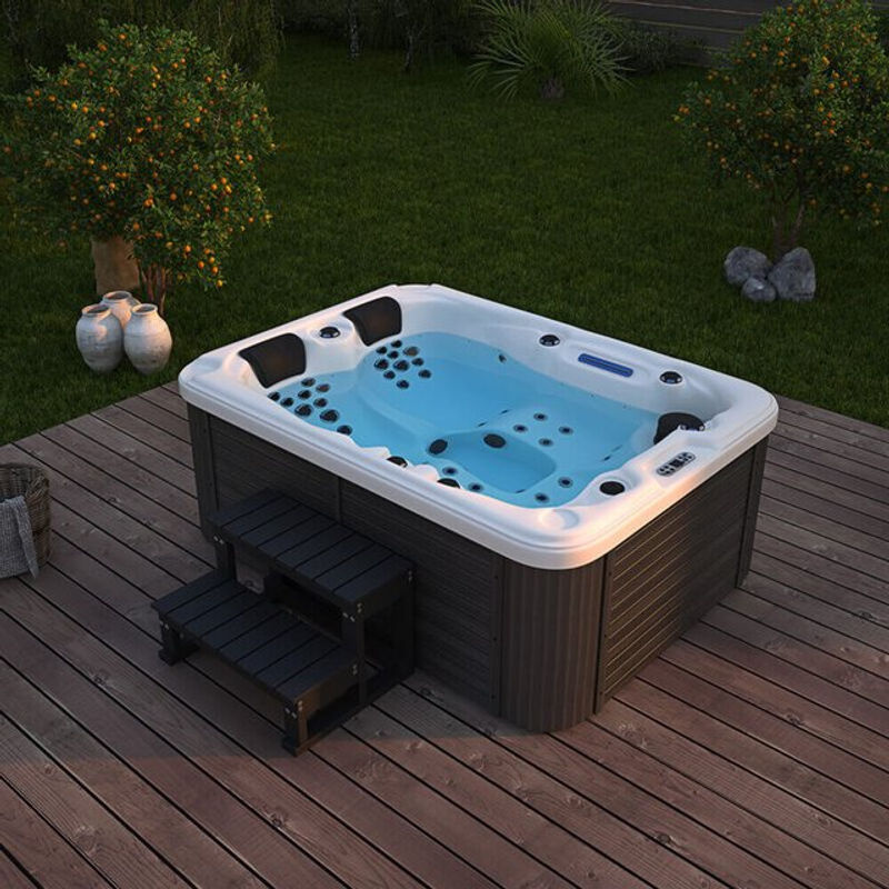 Home Deluxe Outdoor Whirlpool BEACH mit Treppe und Thermoabdeckung in Weiß, Schwarz oder Anthrazit aus Acryl und Kunststoff - Bild 2