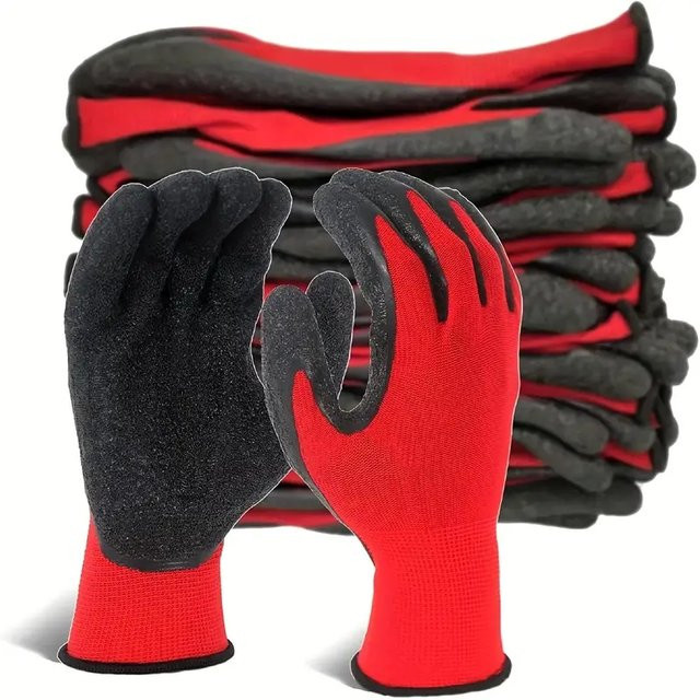 Rutschfeste und knitterfreie Arbeitsschutzhandschuhe in Rot mit hohem Grip und verschleißfester Antirutsch-Beschichtung, Größe M - Bild 1