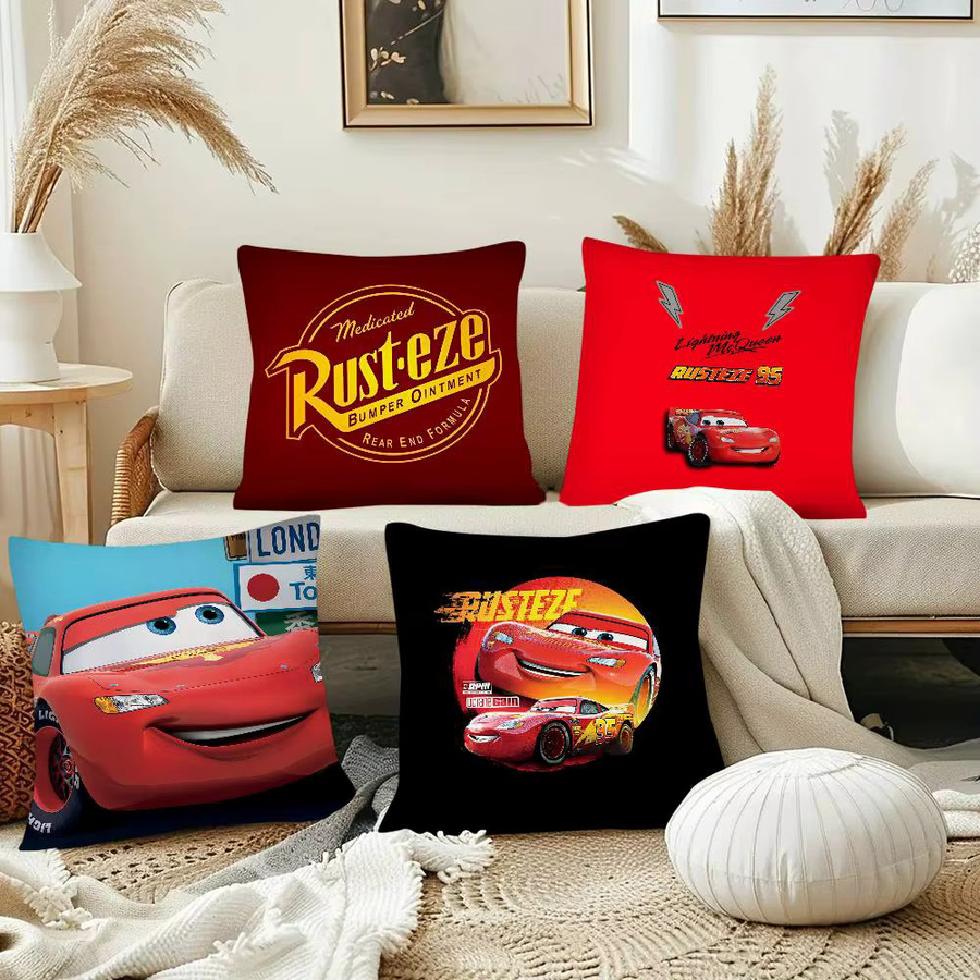 Rastar Kissenbezug Lightning McQueen Cartoon Auto in Rot, quadratisch, Breite: 35 cm, Höhe: 35 cm - Bild 2