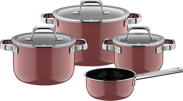 WMF Fusiontec Mineral Pro Topf- und Pfannenset 4-teilig in Pink mit Keramik- und Glasdeckeln - Bild 1