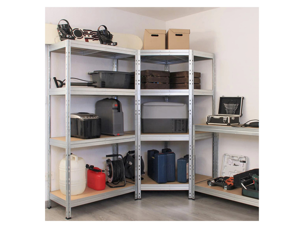 AR SHELVING Schwerlastregal RIVET aus verzinktem Stahl mit HDF Böden, Höhe: 180 cm, Breite: 90 cm, Tiefe: 45 cm - Bild 2