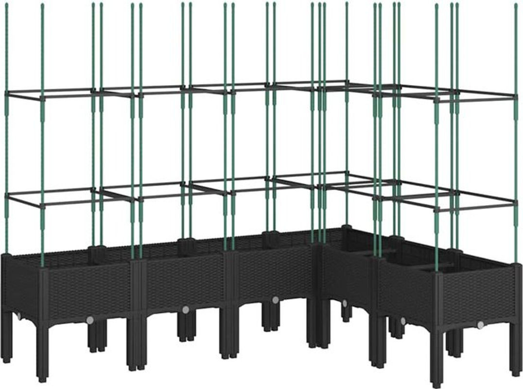 Vidaxl Pflanzkübel mit Rankgitter aus Polypropylen, Schwarz, H x B x T: 142,5 x 120 x 160 cm - Bild 1
