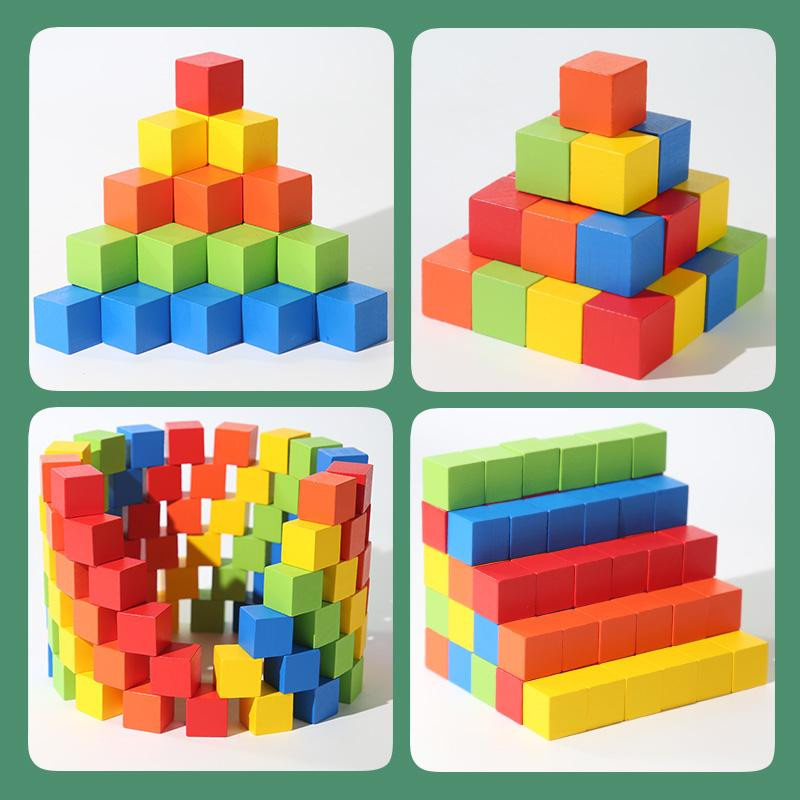 Kidsly Holzbausteine, bunte Würfel, 50-teiliges Set, ab 3 Jahre - Bild 3
