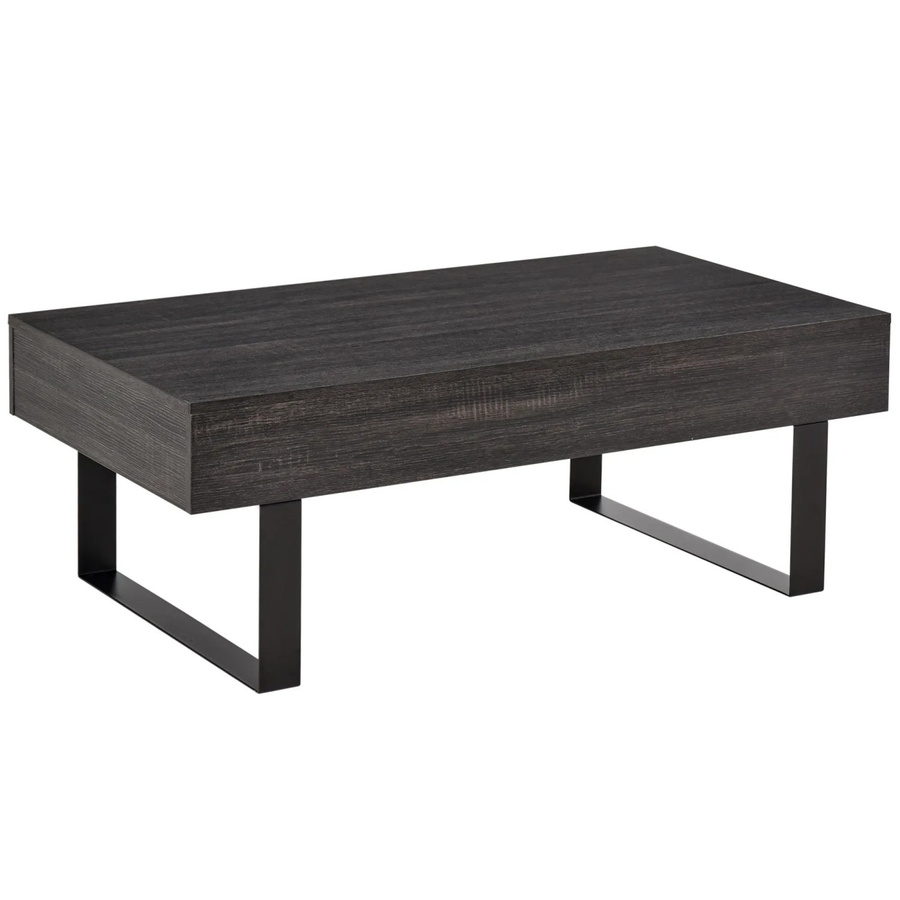 HOMCOM Couchtisch aus Spanplatte und Metall in Dunkelgrau mit Holzmaserung, B/T/H: 110 x 60 x 40 cm - Bild 2