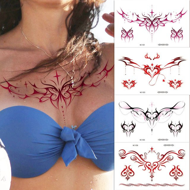 ROCOOART Temporäre Bauch-Tattoos, Damen, Herz- und Schmetterlings-Designs - Bild 1