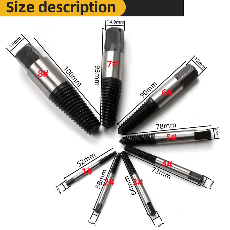 SLADE Schraubenentferner-Set aus Stahl, EasyOut Ausdreher und Mittelbohrer zum Entfernen beschädigter Schrauben, Farbe: Silber - Bild 5