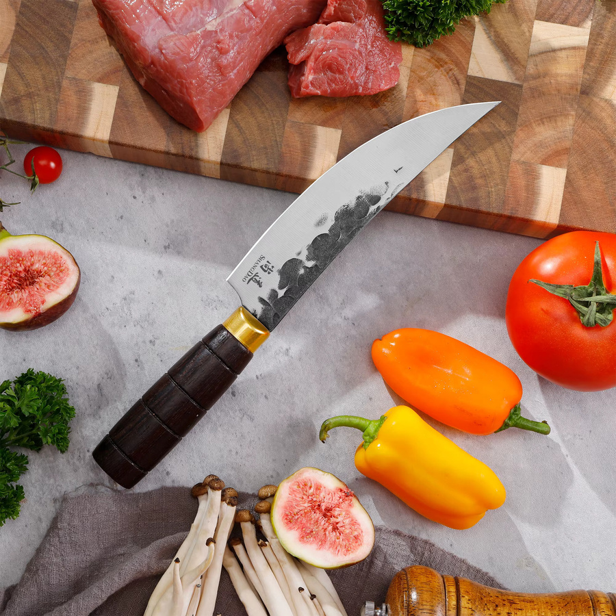 SHANGDAO Handgeschmiedetes Chefmesser aus Edelstahl mit ergonomischem Holzgriff, Silber, Klingenlänge: 15,24 cm - Bild 4