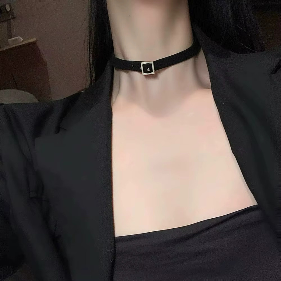 SUMENG Choker Halskette, Leder, Schwarz, Damen, Punk - Bild 2