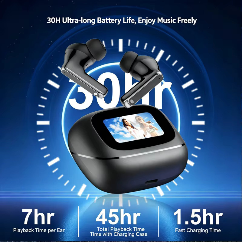 BOSECXT TOUR PRO6 TWS Kabellose Bluetooth-Kopfhörer mit Smart-Touch-Bildschirm, ANC Aktiver Geräuschunterdrückung und Kräftigem Bass in Schwarz - Bild 2