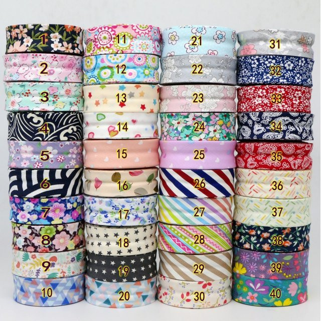 Bedrucktes Schrägband als Kantenband und Stoffstreifen für DIY-Bastelprojekte und Bekleidung, Multicolour, Breite: 2,5 cm, Länge: 5 m - Bild 1