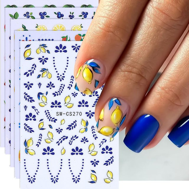 SWEET TREND Nagelaufkleber 3D Blau Obst, Glänzend - Bild 1