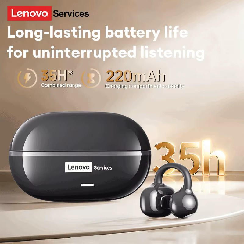 Lenovo RS102 Open-Ear-Kopfhörer, kabellose Clip-On-OWS-Sportkopfhörer mit Bluetooth, Touch-Steuerung und Mikrofon, Schwarz - Bild 3