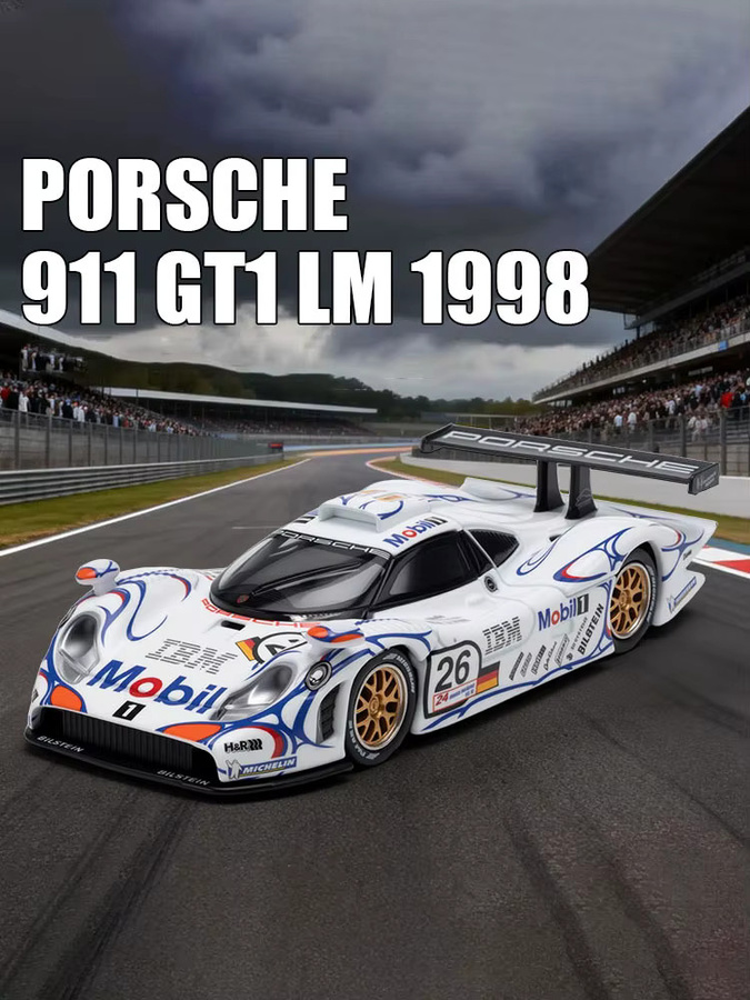 MAKEDA Porsche 911 GT1 LM 1998 Toyota Land Cruiser, Legierungsmodell, 1:64, Metall, Gummi - Bild 5