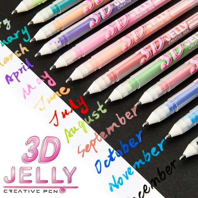 SHANDS 3D Jelly Stifte mit 1,0 mm Stiftspitze und farbiger Tinte, Multicolor, ideal zum Zeichnen, Schreiben und Journaling für Schule und Büro - Bild 1