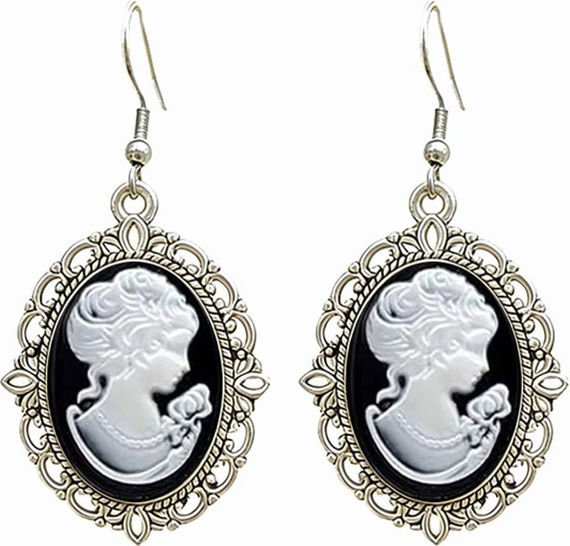 konminry Ohrringe, Cameo, Silber, Damen, Vintage - Bild 1