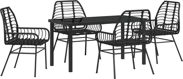 vidaXL Garten Essgruppe 5-teilig aus Poly-Rattan und Glas in Schwarz - Bild 1